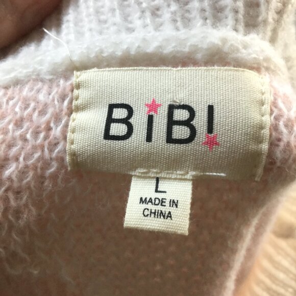 BIBI cardigan pink and white with hearts very soft knit size large hearts are 3D - Picture 4 of 4